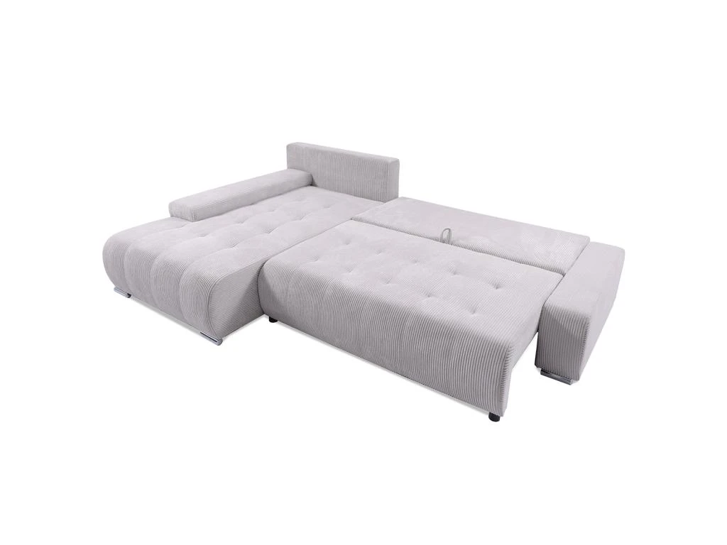 Canapé D'angle Convertible Gauche 4 Places Coffre Jonas Velours Côtelé Blanc Cassé 3 Canapé D'angle Convertible Gauche 4 Places Coffre Jonas Velours Côtelé Blanc Cassé – Image 3