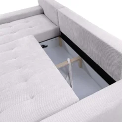 Canapé D'angle Convertible Gauche 4 Places Coffre Jonas Velours Côtelé Blanc Cassé 8 Canapé D'angle Convertible Gauche 4 Places Coffre Jonas Velours Côtelé Blanc Cassé -Promos Chesteris Boutique canape 20941807