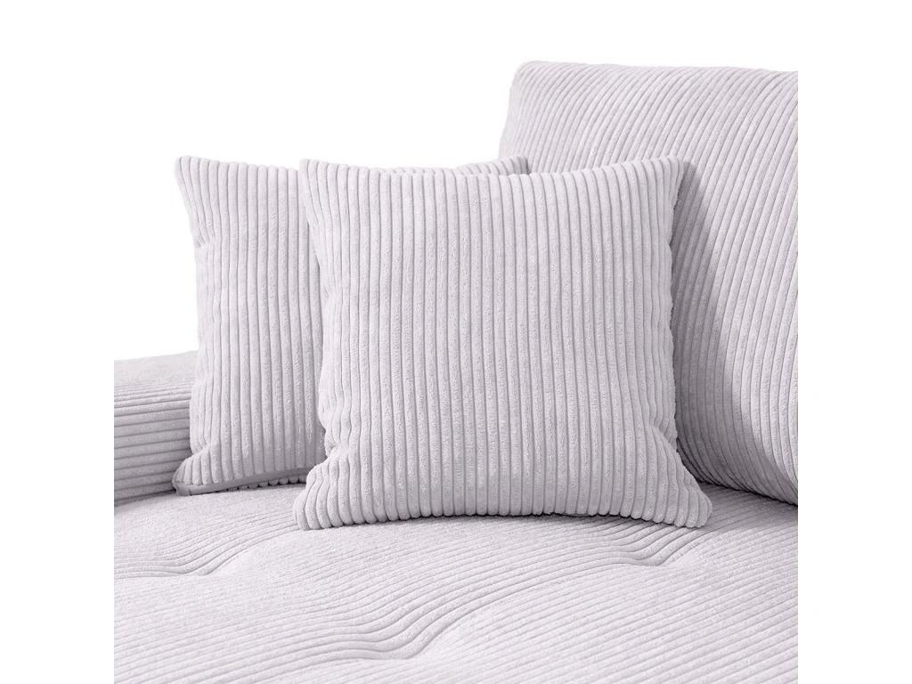 Canapé D'angle Convertible Gauche 4 Places Coffre Jonas Velours Côtelé Blanc Cassé 5 Canapé D'angle Convertible Gauche 4 Places Coffre Jonas Velours Côtelé Blanc Cassé – Image 5