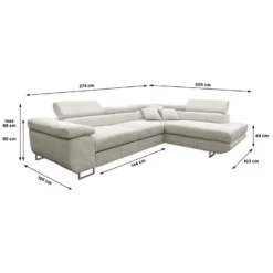 Canapé D'angle Convertible Droit 4 Places Coffre Martin Velours Côtelé Blanc Cassé -Promos Chesteris Boutique canape 20941891