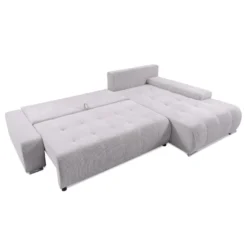 Canapé D'angle Convertible Droit 4 Places Coffre Jonas Velours Côtelé Blanc Cassé -Promos Chesteris Boutique canape 20942079