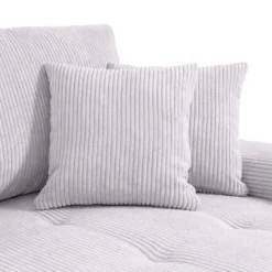 Canapé D'angle Convertible Droit 4 Places Coffre Jonas Velours Côtelé Blanc Cassé -Promos Chesteris Boutique canape 20942083