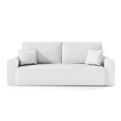 Canapé Convertible 3 Places Coffre Valentin Bouclé Blanc