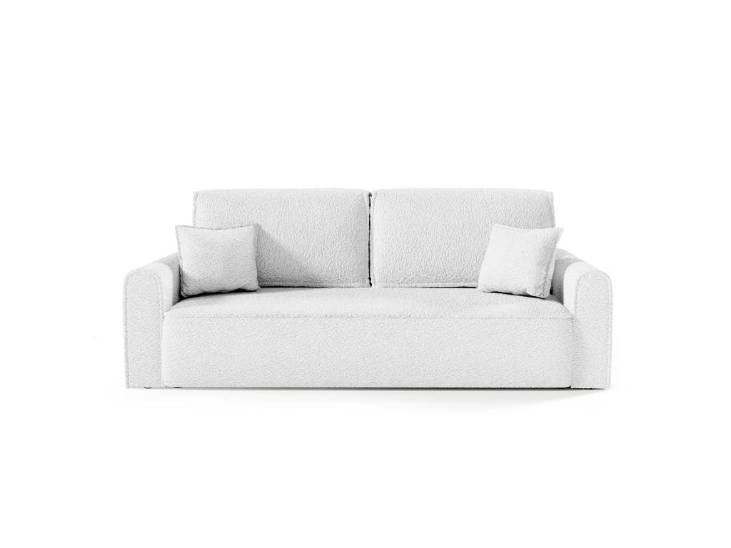 Canapé Convertible 3 Places Coffre Valentin Bouclé Blanc 1 Canapé Convertible 3 Places Coffre Valentin Bouclé Blanc