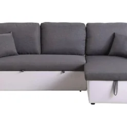 Canapé D'angle Convertible/ Réversible Avec Coffre "Alain" - 221 X 145 X 85 Cm - 3 Places - Gris / Blanc -Promos Chesteris Boutique canape 20959109