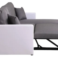 Canapé D'angle Convertible/ Réversible Avec Coffre "Alain" - 221 X 145 X 85 Cm - 3 Places - Gris / Blanc -Promos Chesteris Boutique canape 20959115