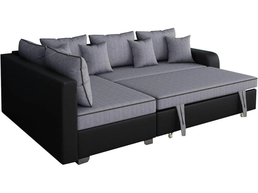 Canapé D'angle Convertible "Gregory" - 268 X 99/178 X 85 Cm - 4 Places - Gris/Noir - Angle Gauche 3 Canapé D'angle Convertible "Gregory" - 268 X 99/178 X 85 Cm - 4 Places - Gris/Noir - Angle Gauche – Image 3