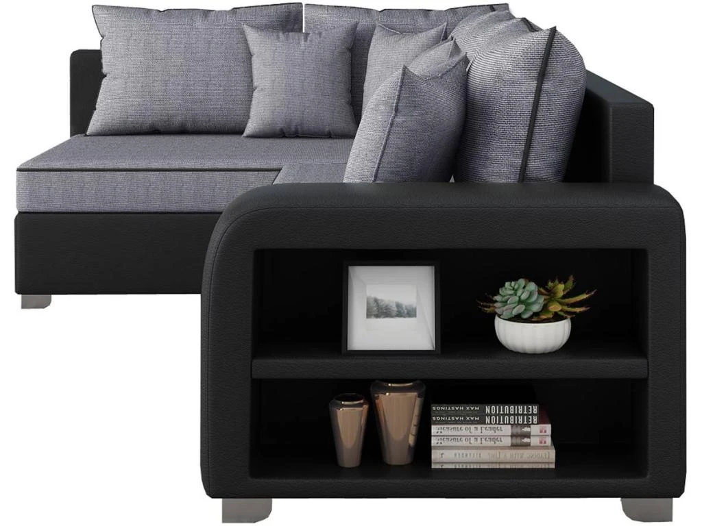 Canapé D'angle Convertible "Gregory" - 268 X 99/178 X 85 Cm - 4 Places - Gris/Noir - Angle Gauche 4 Canapé D'angle Convertible "Gregory" - 268 X 99/178 X 85 Cm - 4 Places - Gris/Noir - Angle Gauche – Image 4