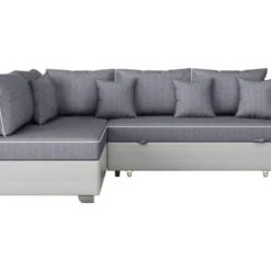 Canapé D'angle Convertible "Gregory" - Avec étagères - 4 Places - Gris/Blanc - Angle Gauche -Promos Chesteris Boutique canape 20959173