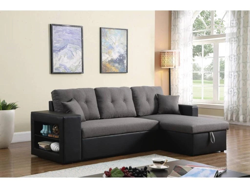 Canapé D'angle Convertible/réversible "Axel" - 3 Places - Noir/Gris 1 Canapé D'angle Convertible/réversible "Axel" - 3 Places - Noir/Gris
