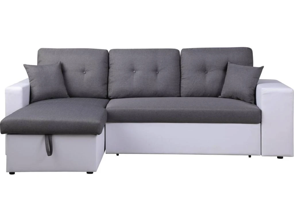 Canapé D'angle Convertible/réversible "Axel" - 3 Places - Blanc/Gris 5 Canapé D'angle Convertible/réversible "Axel" - 3 Places - Blanc/Gris – Image 5