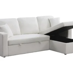 Canapé D'angle Convertible/reversible Avec Coffre "Alain" - 3 Places - Bouclettes - Blanc -Promos Chesteris Boutique canape 20959279