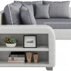 Canapé D'angle Convertible "Gregory" - Avec étagères - 4 Places - Gris/Blanc - Angle Droit -Promos Chesteris Boutique canape 20959315