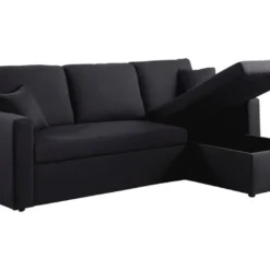 Canapé D'angle Convertible/ Réversible "Alain" - 221 X 145 X 85 Cm - 3 Places - Noir