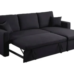 Canapé D'angle Convertible/ Réversible "Alain" - 221 X 145 X 85 Cm - 3 Places - Noir -Promos Chesteris Boutique canape 20959361