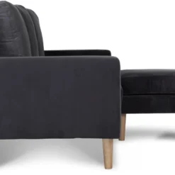 Canapé D'angle Réversible En Velours "Gabby" - 3 Places - Gris Foncé -Promos Chesteris Boutique canape 20959385