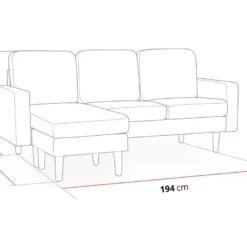 Canapé D'angle Réversible En Velours "Gabby" - 3 Places - Gris Foncé -Promos Chesteris Boutique canape 20959391