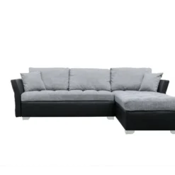 Canapé D'angle Réversible "Valentine" - 4 Places - Gris/Noir