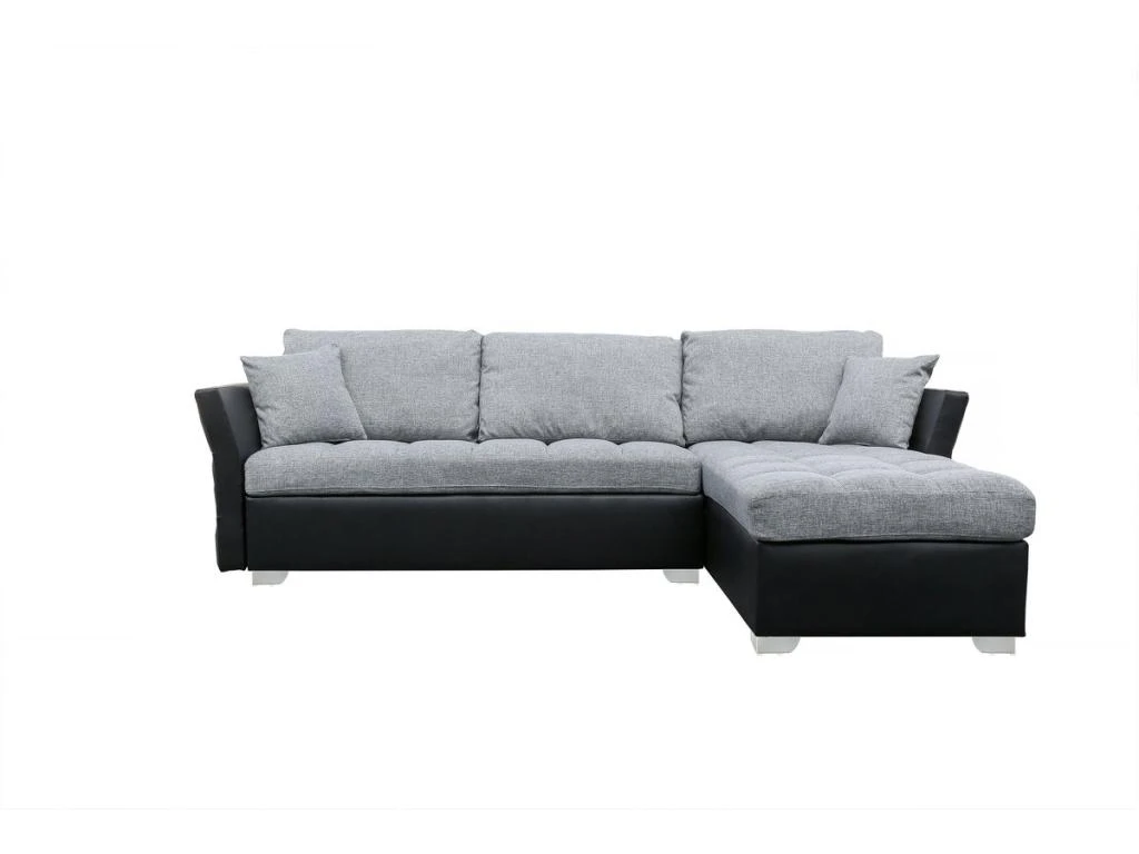 Canapé D'angle Réversible "Valentine" - 4 Places - Gris/Noir 1 Canapé D'angle Réversible "Valentine" - 4 Places - Gris/Noir
