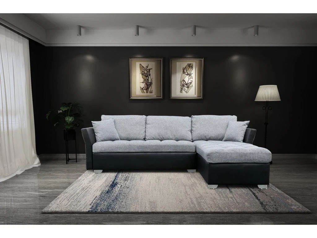 Canapé D'angle Réversible "Valentine" - 4 Places - Gris/Noir 2 Canapé D'angle Réversible "Valentine" - 4 Places - Gris/Noir – Image 2