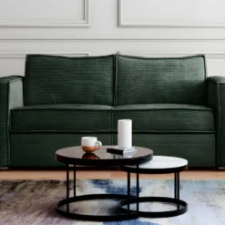 Canapé 3 Places Convertible Express En Velours Côtelé Vert Sapin - Couchage 140 Cm - Matelas 18 Cm LORETO 11 Canapé 3 Places Convertible Express En Velours Côtelé Vert Sapin - Couchage 140 Cm - Matelas 18 Cm LORETO -Promos Chesteris Boutique canape 21074667