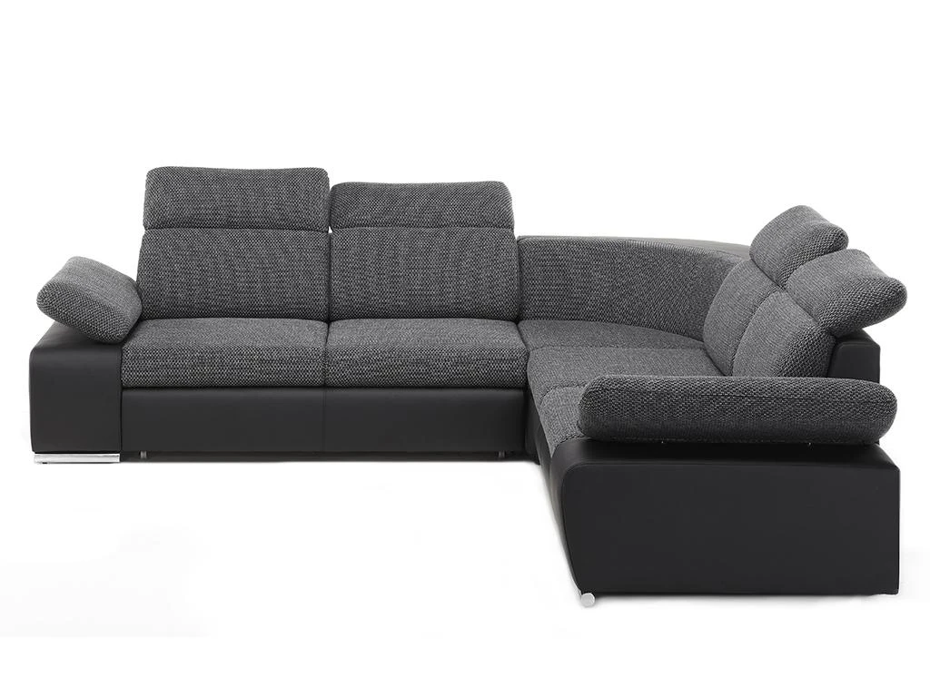 Canapé D'angle Convertible Avec Rangement En Tissu Et Simili RABELAIS - Bicolore Anthracite Et Noir 4 Canapé D'angle Convertible Avec Rangement En Tissu Et Simili RABELAIS - Bicolore Anthracite Et Noir – Image 4