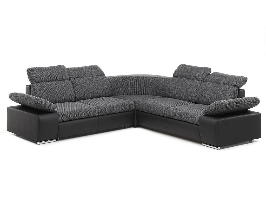 Canapé D'angle Convertible Avec Rangement En Tissu Et Simili RABELAIS - Bicolore Anthracite Et Noir 3 Canapé D'angle Convertible Avec Rangement En Tissu Et Simili RABELAIS - Bicolore Anthracite Et Noir – Image 3