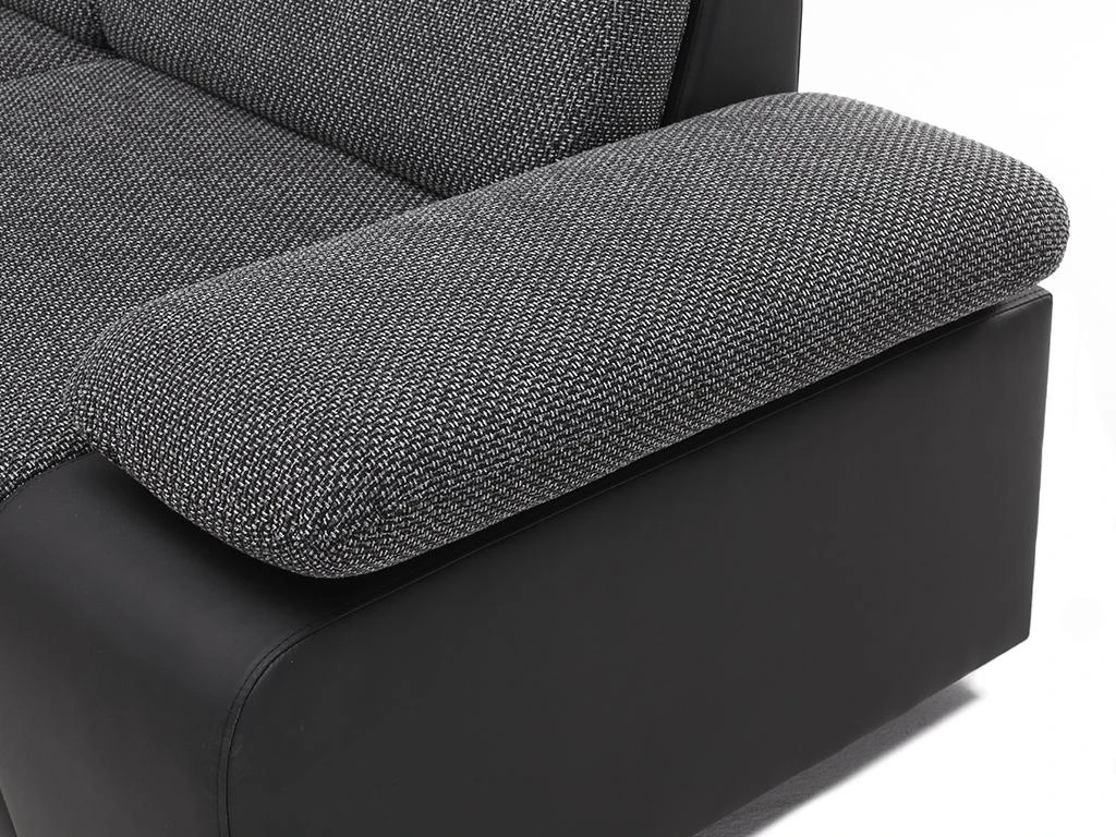Canapé D'angle Convertible Avec Rangement En Tissu Et Simili RABELAIS - Bicolore Anthracite Et Noir 10 Canapé D'angle Convertible Avec Rangement En Tissu Et Simili RABELAIS - Bicolore Anthracite Et Noir – Image 10
