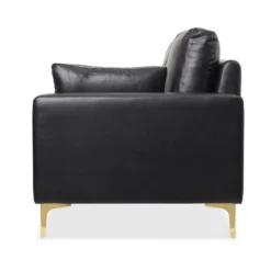 Canapé 2 Places Moderne Pieds Dorés Jeriko Simili Noir -Promos Chesteris Boutique canape 21125123