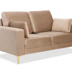 Promos Chesteris Boutique 17 Canapé 2 Places Moderne Pieds Dorés Jeriko Velours Taupe Clair