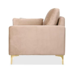 Canapé 2 Places Moderne Pieds Dorés Jeriko Velours Taupe Clair -Promos Chesteris Boutique canape 21125133