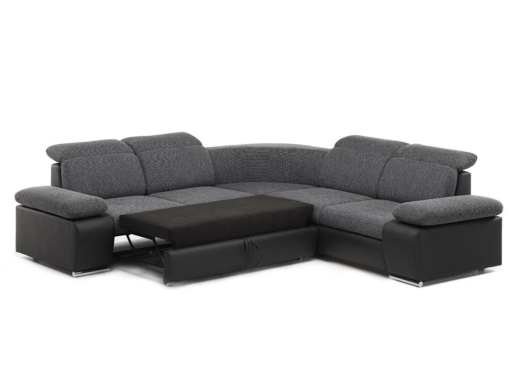 Canapé D'angle Convertible Avec Rangement En Tissu Et Simili RABELAIS - Bicolore Anthracite Et Noir 6 Canapé D'angle Convertible Avec Rangement En Tissu Et Simili RABELAIS - Bicolore Anthracite Et Noir – Image 6