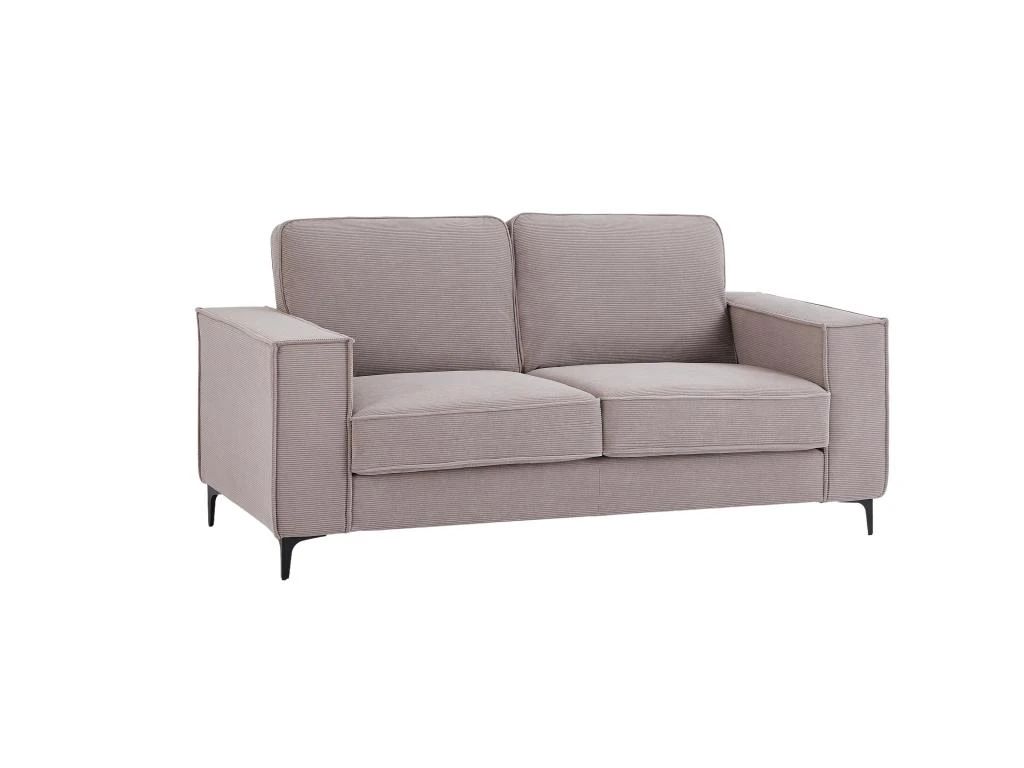 Canapé 2 Places En Velours Côtelé Gris OLMEDA 2 Canapé 2 Places En Velours Côtelé Gris OLMEDA – Image 2