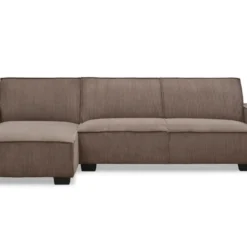 Canapé D'angle Réversible Et Convertible Johnny Velours Côtelé Taupe