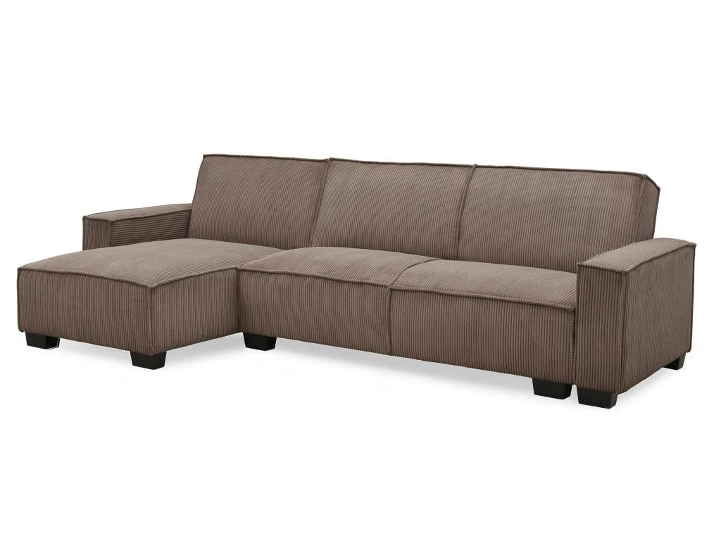 Canapé D'angle Réversible Et Convertible Johnny Velours Côtelé Taupe 2 Canapé D'angle Réversible Et Convertible Johnny Velours Côtelé Taupe – Image 2