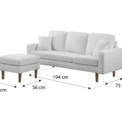 Canapé D'angle Réversible En Tissu "Gabby" - 3 Places - Blanc -Promos Chesteris Boutique canape 21143711