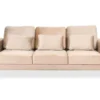 Canapé 3 Places Moderne Pieds Dorés Jeriko Velours Taupe Clair
