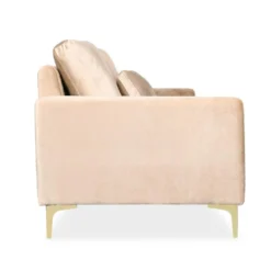 Canapé 3 Places Moderne Pieds Dorés Jeriko Velours Taupe Clair -Promos Chesteris Boutique canape 21151585