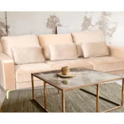 Canapé 3 Places Moderne Pieds Dorés Jeriko Velours Taupe Clair -Promos Chesteris Boutique canape 21151589