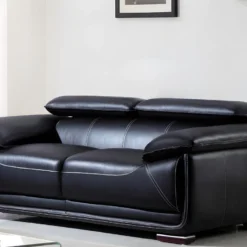 Canapé 2 Places En Cuir MACELO - Noir -Promos Chesteris Boutique canape 211745