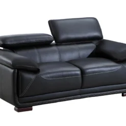 Canapé 2 Places En Cuir MACELO - Noir -Promos Chesteris Boutique canape 211759