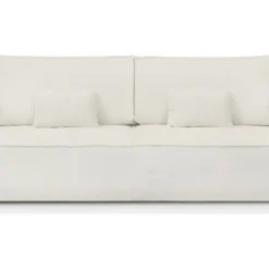 Canapé Convertible 3 Places Avec Coffre De Rangement En Tissu Bouclette écru - Milla