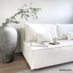 Canapé Convertible 3 Places Avec Coffre De Rangement En Tissu Bouclette écru - Milla -Promos Chesteris Boutique canape 21179433