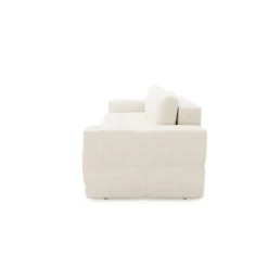 Canapé 4 Places Convertible Coffre Noyer Tissu Bouclette Crème -Promos Chesteris Boutique canape 21218973