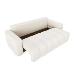 Canapé 4 Places Convertible Coffre Noyer Tissu Bouclette Crème -Promos Chesteris Boutique canape 21218975