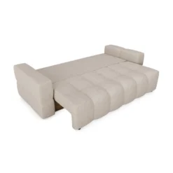 Canapé 4 Places Convertible Coffre Noyer Tissu Bouclette Beige -Promos Chesteris Boutique canape 21219125