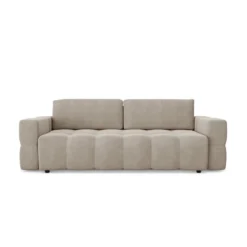 Canapé 4 Places Convertible Coffre Noyer Velours Taupe