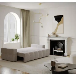 Canapé 4 Places Convertible Coffre Noyer Velours Taupe -Promos Chesteris Boutique canape 21219227