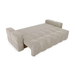 Canapé 4 Places Convertible Coffre Noyer Velours Taupe -Promos Chesteris Boutique canape 21219233