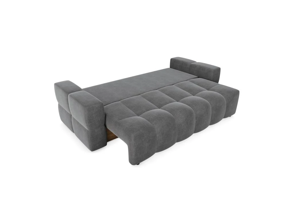 Canapé 4 Places Convertible Coffre Noyer Velours Gris Graphite 6 Canapé 4 Places Convertible Coffre Noyer Velours Gris Graphite – Image 6